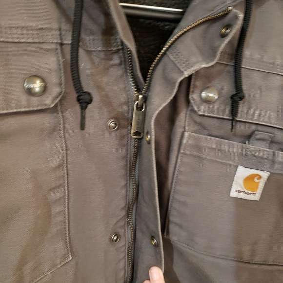 CARHARTT RELAXED FIT WASHED DUCK SHERPA-LINED UTILITY JACKET - Picture 3 of 10